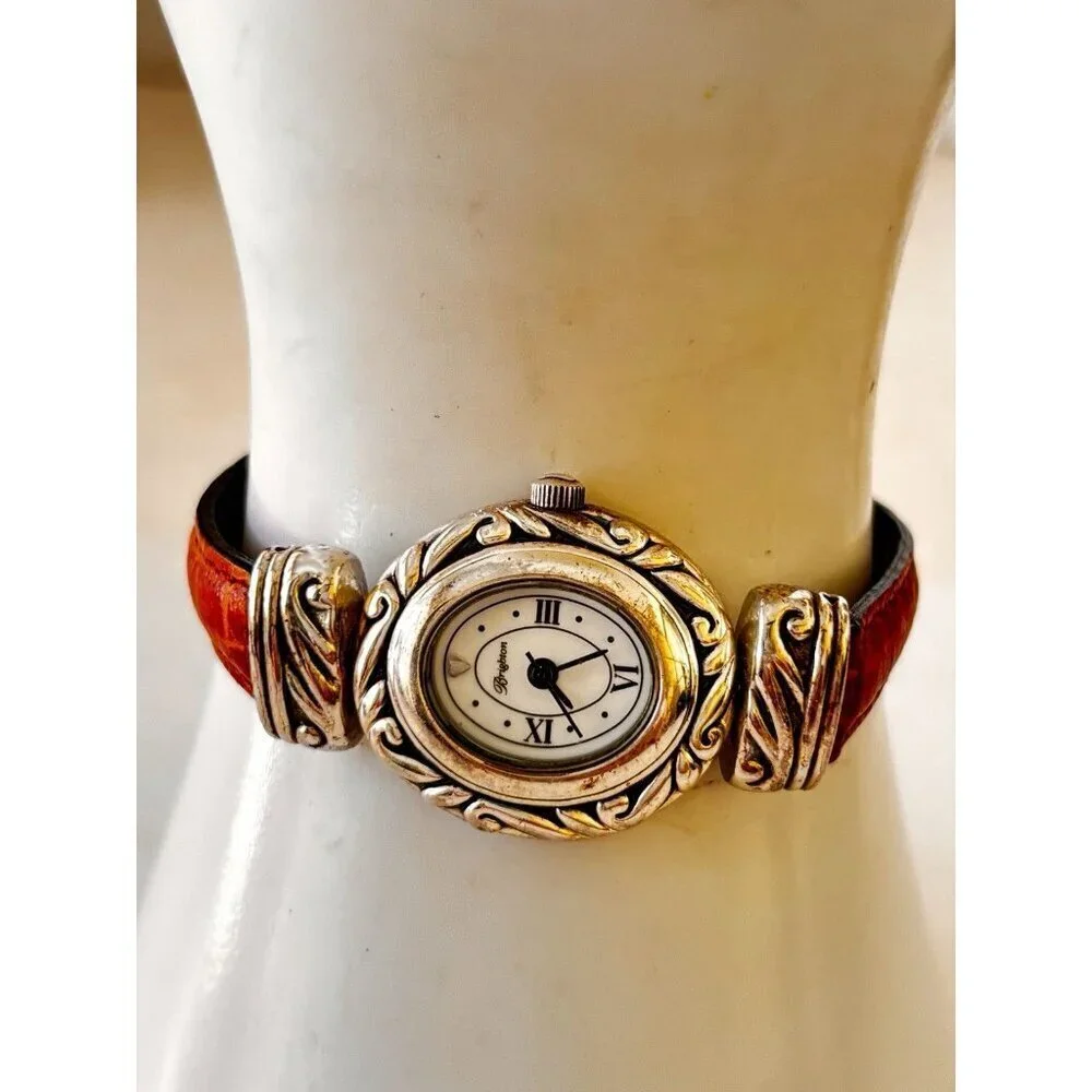 BRIGHTON Paris Women's Watch Vintage Analog Quartz Reversible Leather Band 22 mm